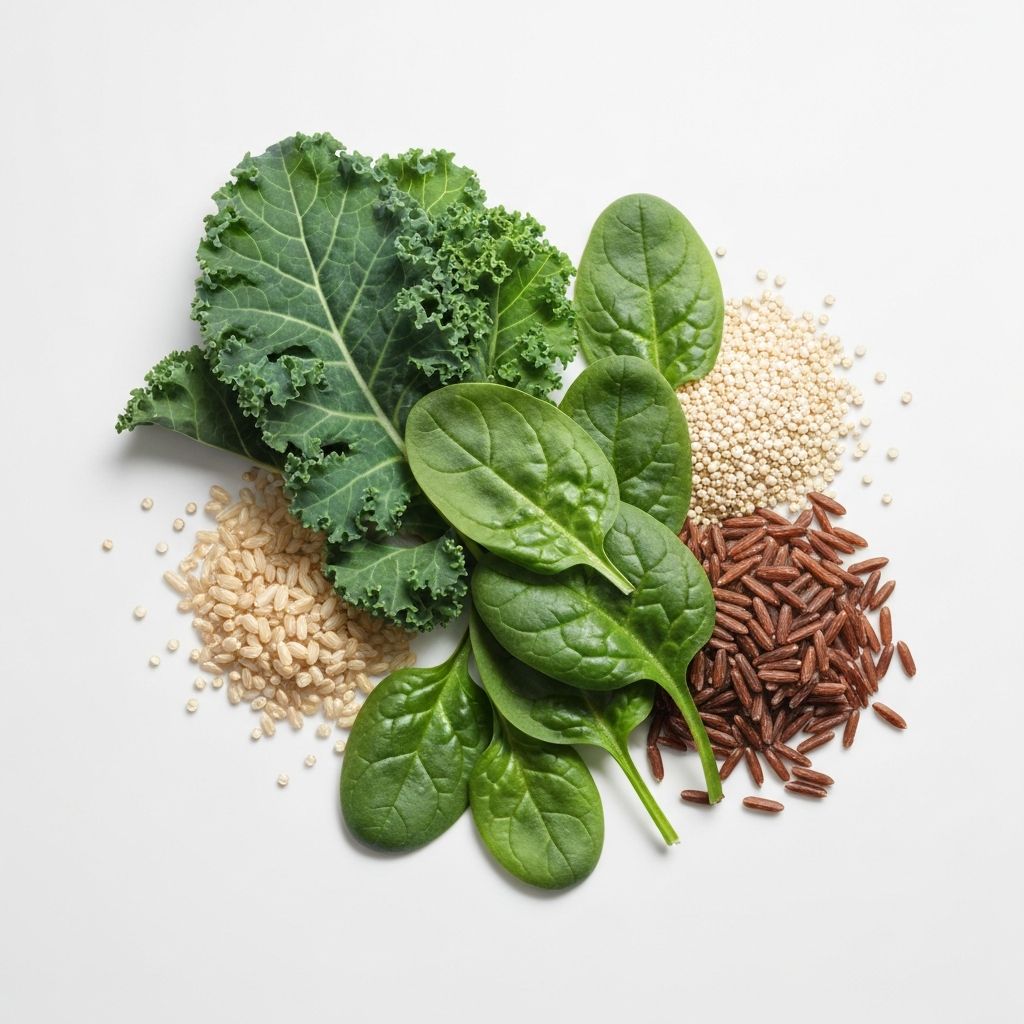 Dark leafy greens and whole grains